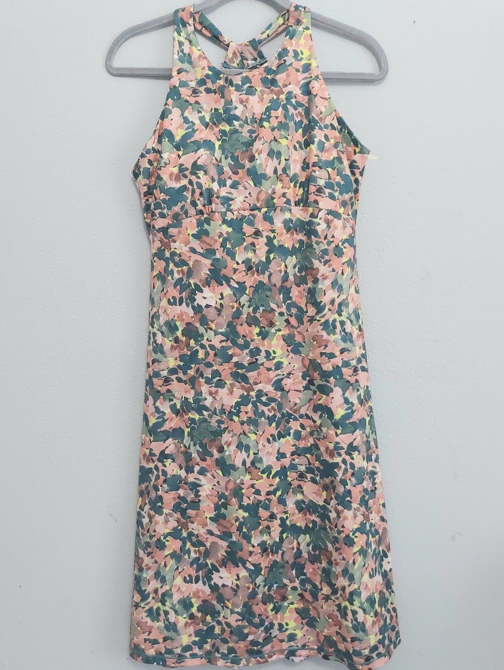Prana Jewel Lake Active Performance Pink & Green Floral Petal Dress M Athleisure